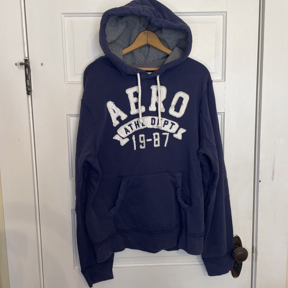 Vintage Y2K Aeropostale 1987 Heavy Hooded Sweatshirt Large Soft Girl Normcore